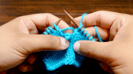 Example of a dropped knit stitch
