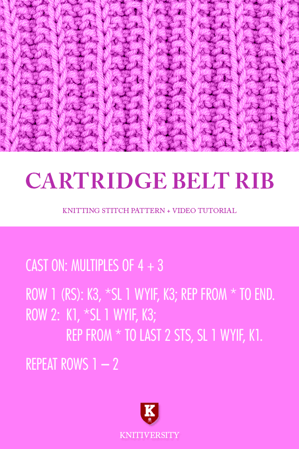 Cartridge Belt Rib Stitch Knitting Pattern Instructions
