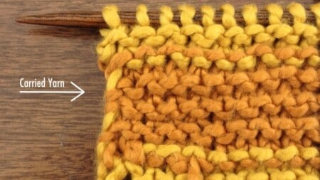 Example of yarn carried up the side of your work