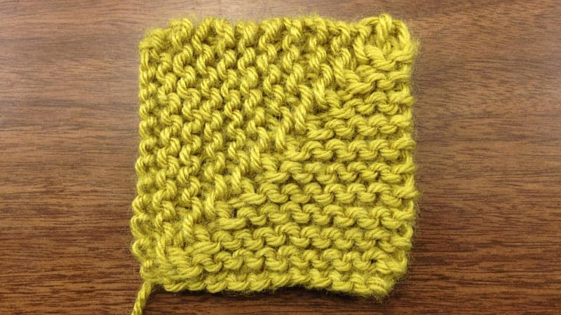 Example of a knitted mitered square