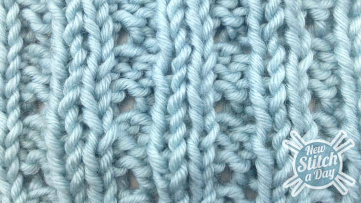 Example of the Eyelet Mock Cable Ribbing Stitch wrong side