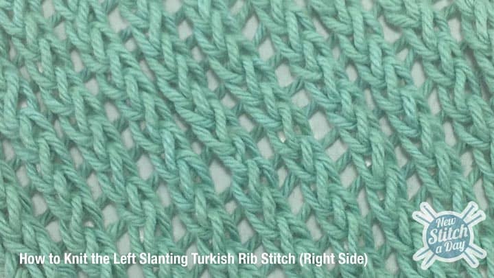 Left Slanting Turkish Rib Stitch Right Side