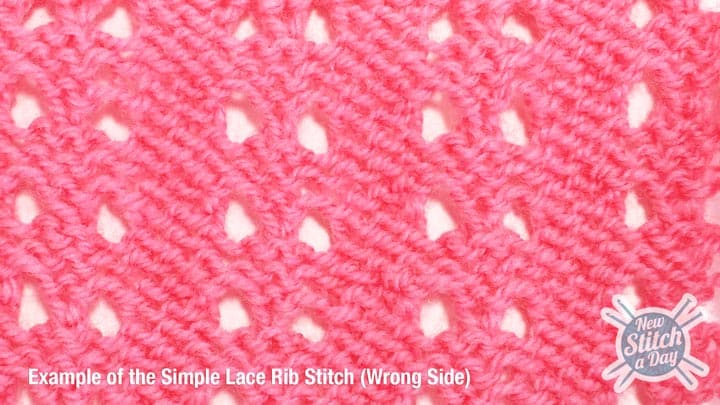 Example of the Simple Lace Rib Stitch Wrong Side
