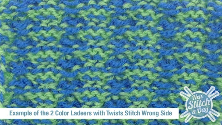 Example of the 2 Color Ladders with Twists Stitch Wrong Side