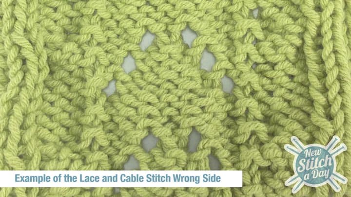 Example of the Lace and Cable Stitch Wrong Side