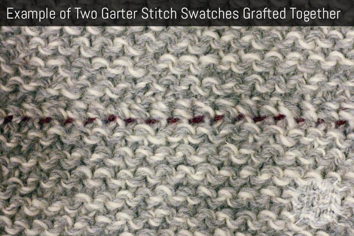 Example of garter stitch swatches that have been grafted