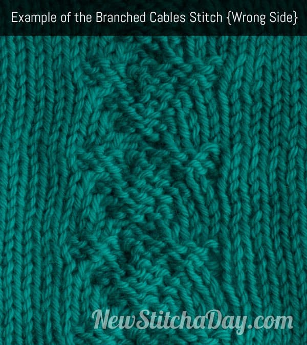 Example of the Branched Cable Stitch Wrong Side