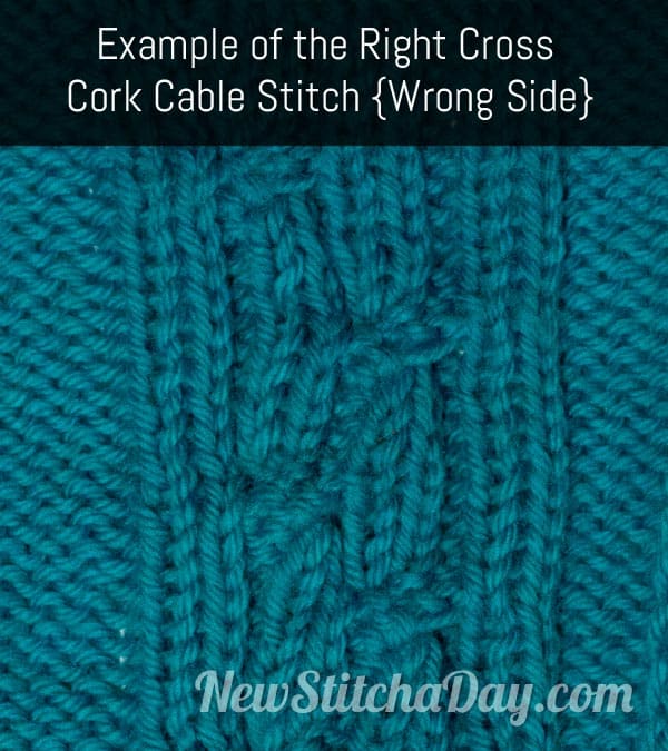 Example of the Right Cross Cork Cable Stitch Wrong Side