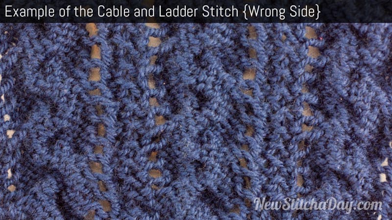Example of the Cable and Ladder Stitch Wrong Side
