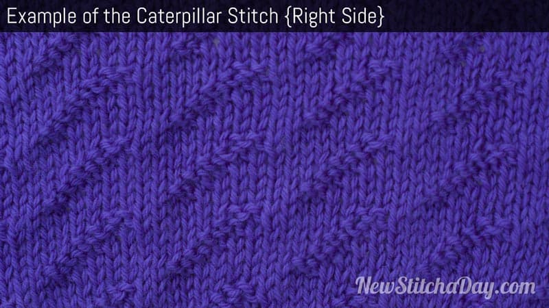 Example of the caterpillar stitch Right Side