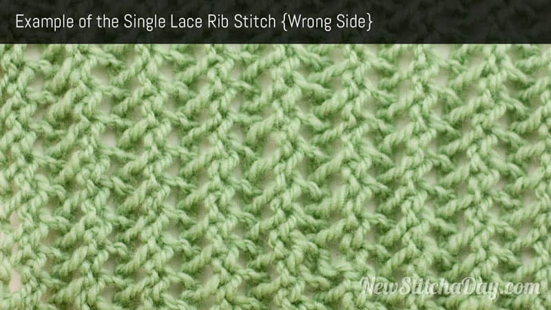 Example of the Single Rib Stitch Wrong Side
