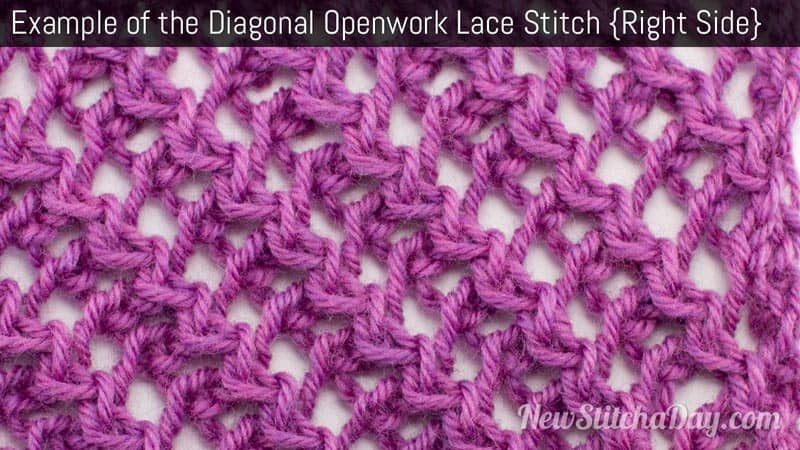 Example of the Diagonal Openwork Lace Stitch Right Side