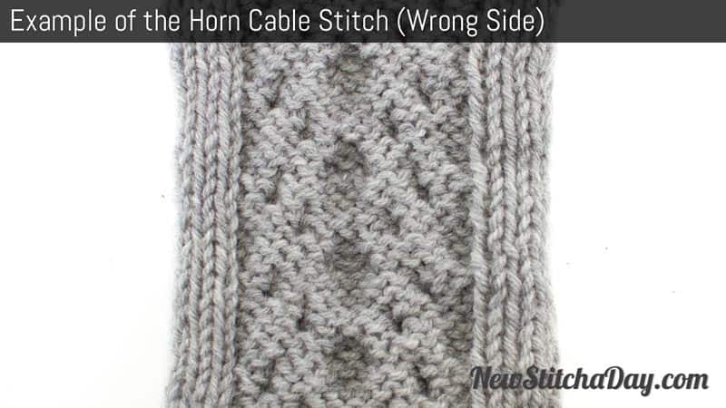 Example of the Horn Cable Stitch Wrong Side