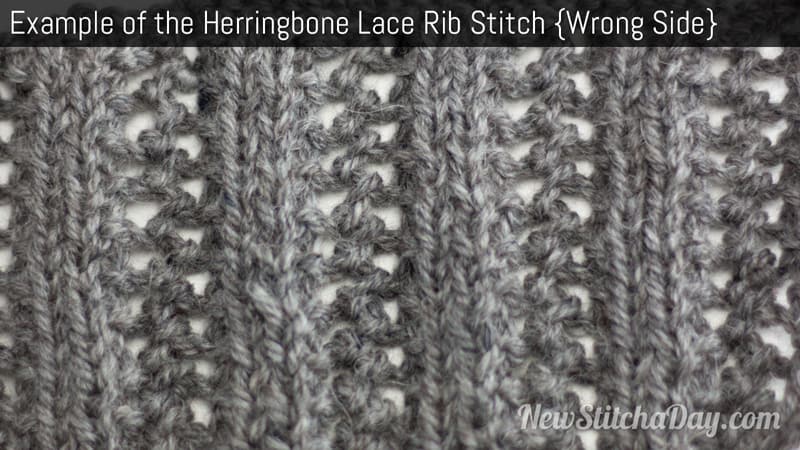 Example of the Herringbone Lace Rib Stitch Wrong Side