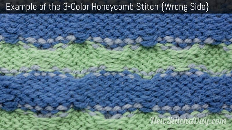 Example of the 3 Color Honeycomb Stitch. (Wrong Side)