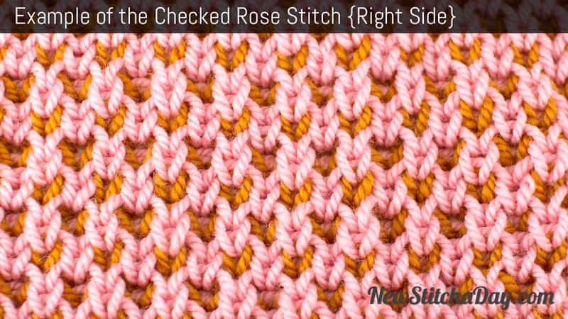 How to Knit the Checked Rose Stitch. (Right Side)