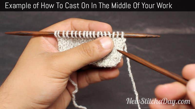 Example of How to Knit Casting On in the Middle of Your Work