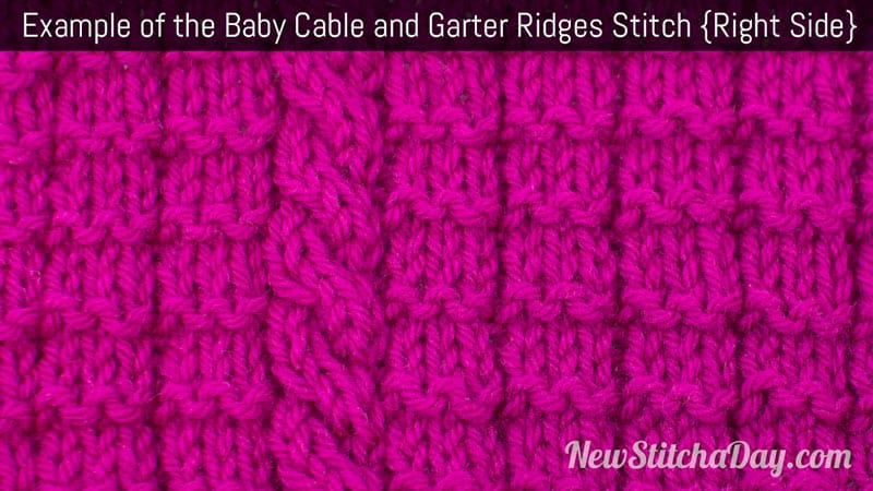 Example of the Baby Cable and Garter Ridges Stitch. (Right Side)