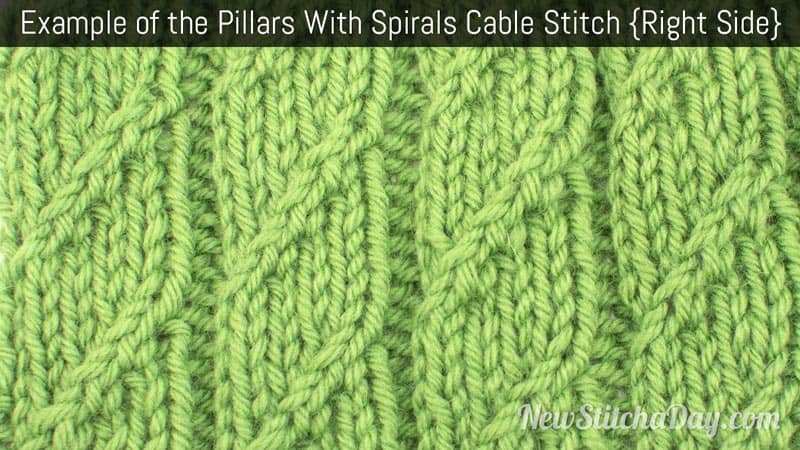 Example of the Pillars With Spirals Cable Stitch. (Right Side)