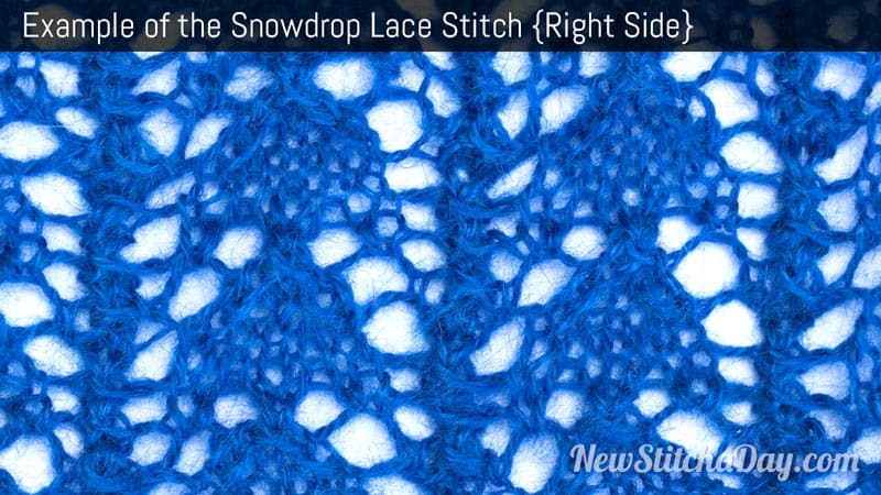 Example of the Snowdrop Lace Stitch. (Right Side)