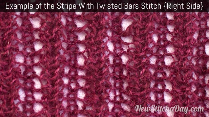 Example of the Stripe with Twisted Bars Stitch. (Right Side)