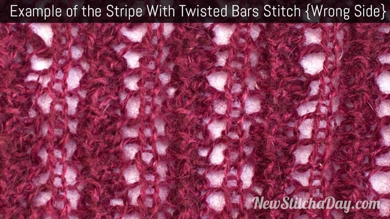 Example of the Stripe with Twisted Bars Stitch. (Wrong Side)