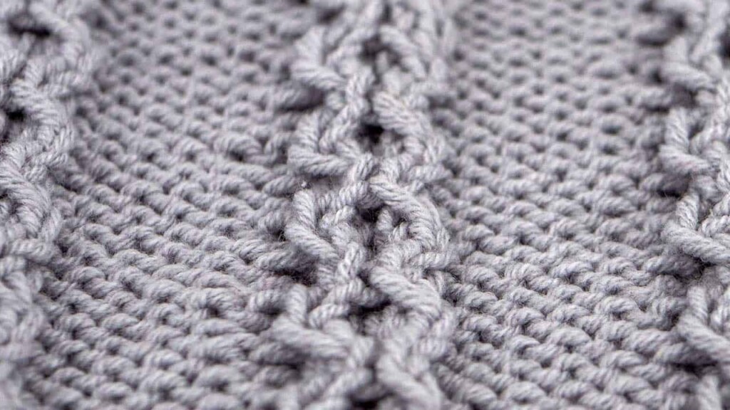 Close Up of the Raised Circles Cable Stitch Knitting Pattern