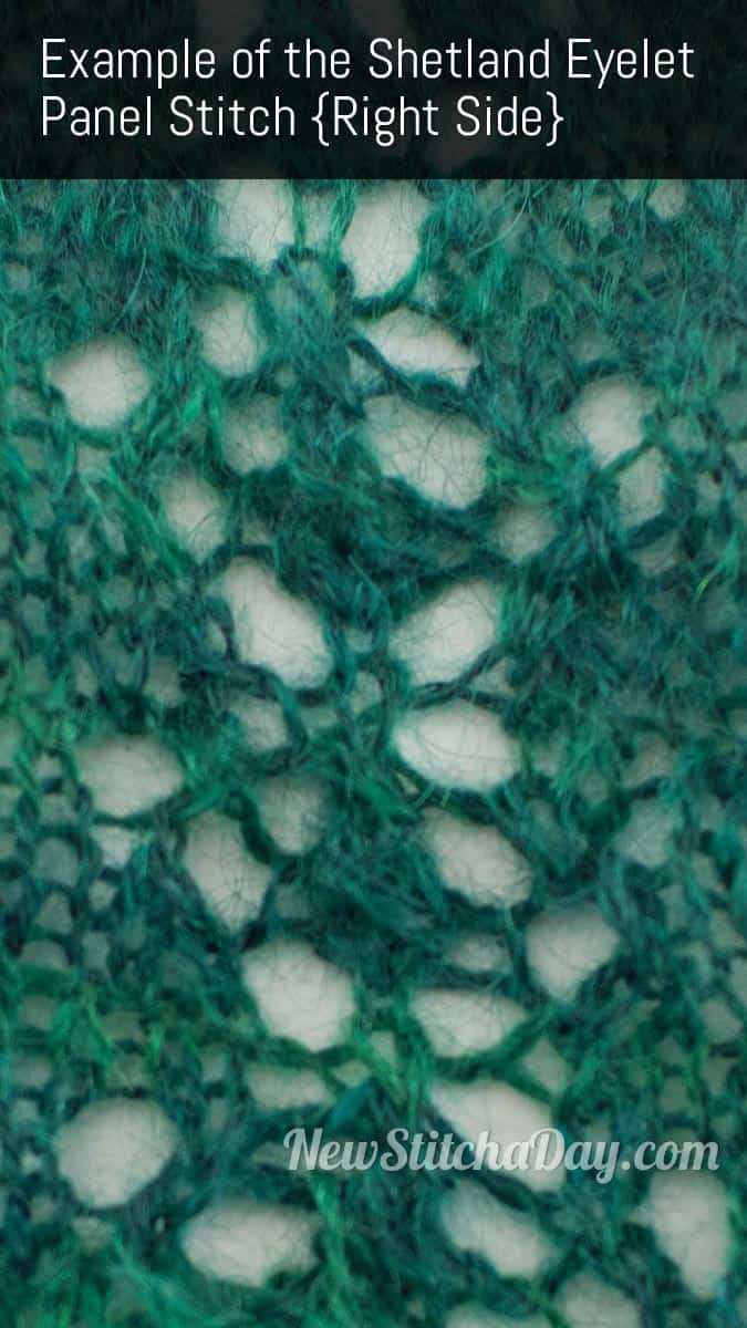 Example of the Shetland Eyelet Panel Stitch. (Right Side)