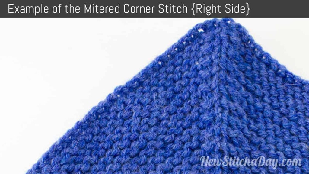 Example of the Garter Mitered Corner Stitch. (Right Side)