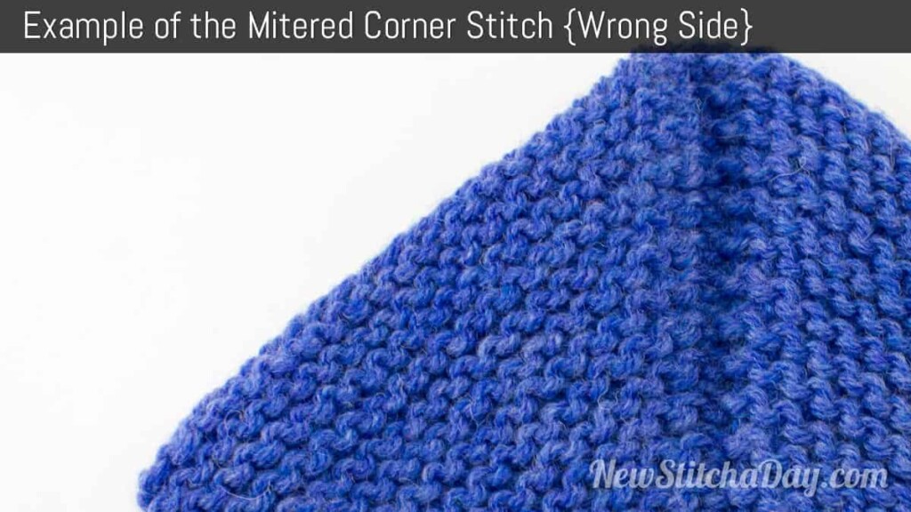 Example of the Garter Mitered Corner Stitch. (Wrong Side)